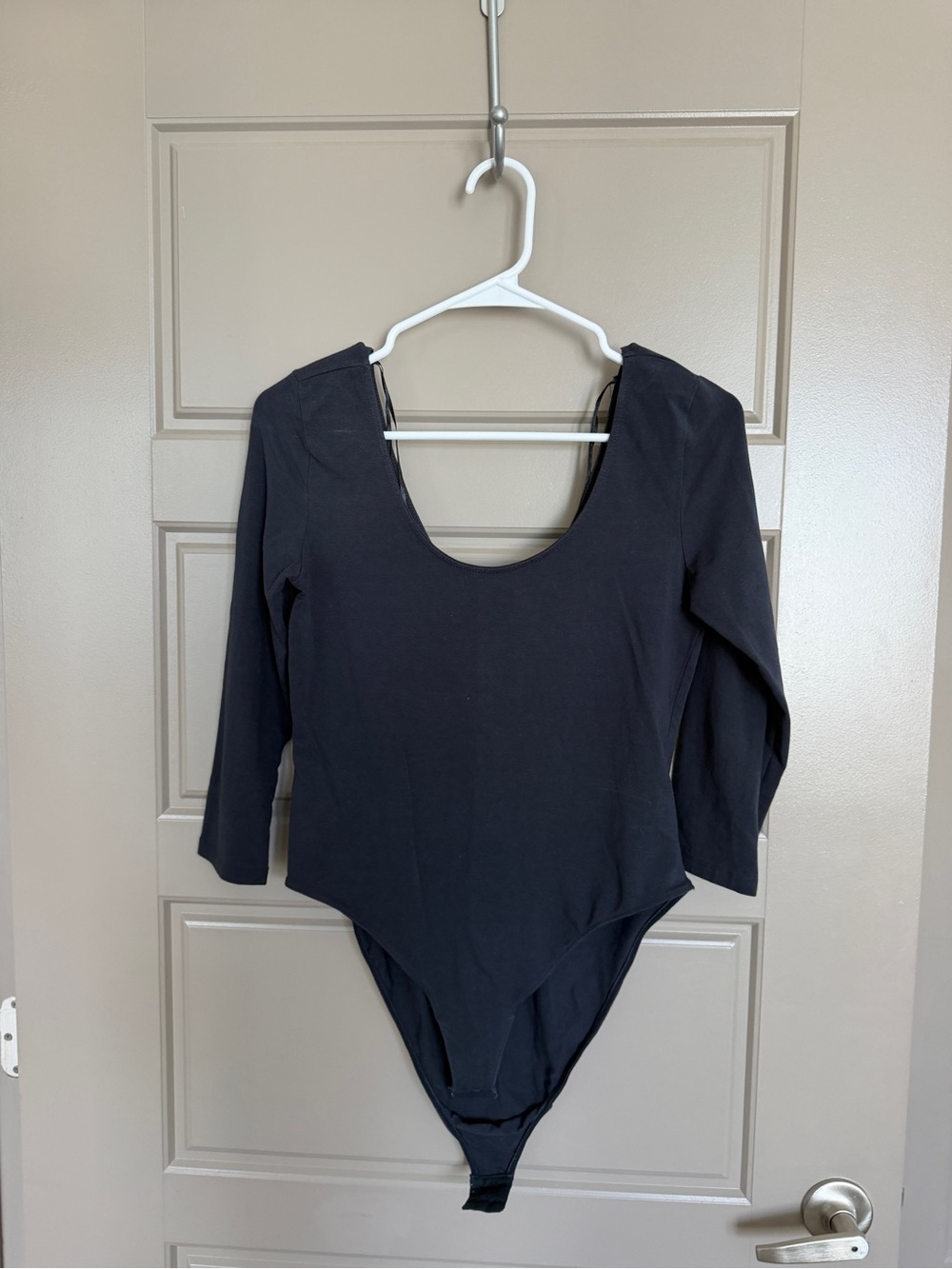 Long-Sleeve 3/4 length sleeve One-Piece Bodysuit - Navy